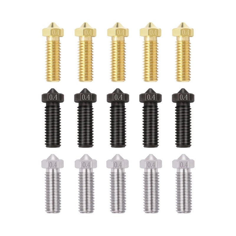 LANKEGU 15PCS Nozzles Kit for Anycubic Vyper, 3D Printer Parts 5PCS Hardened Steel + 5PCS Stainless Steel + 5PCS Brass 0.4mm Nozzles Kit for Vyper, Kobra Plus, Kobra Max - Image 1